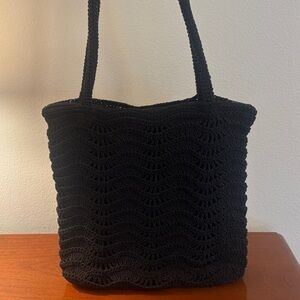 Black Crochet Wave Bag